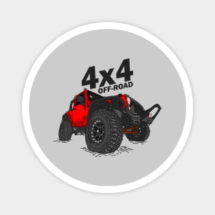 4x4 Off Road Jeep Red Magnet